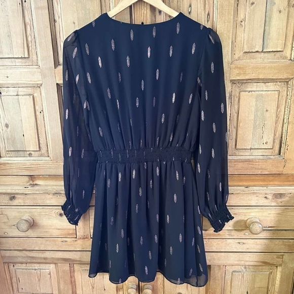 1. State Women's Size‎ XS Black Pink V-Neck Sheer Long Sleeve Dress V-Neck - Picture 7 of 11